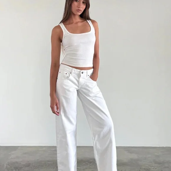 Motel Rocks Low Rise Parallel Jeans in True White Size W24 L32W24 L32 - Picture 3 of 3